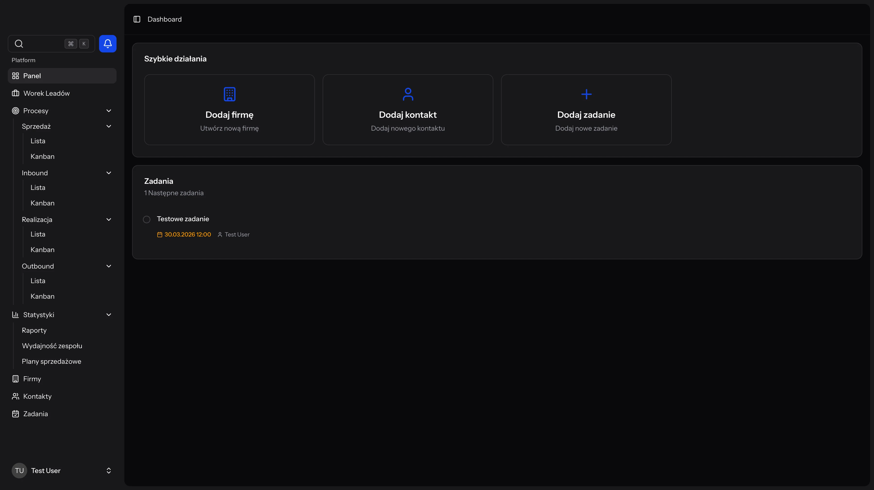 Dashboard z KPI i celami sprzedażowymi