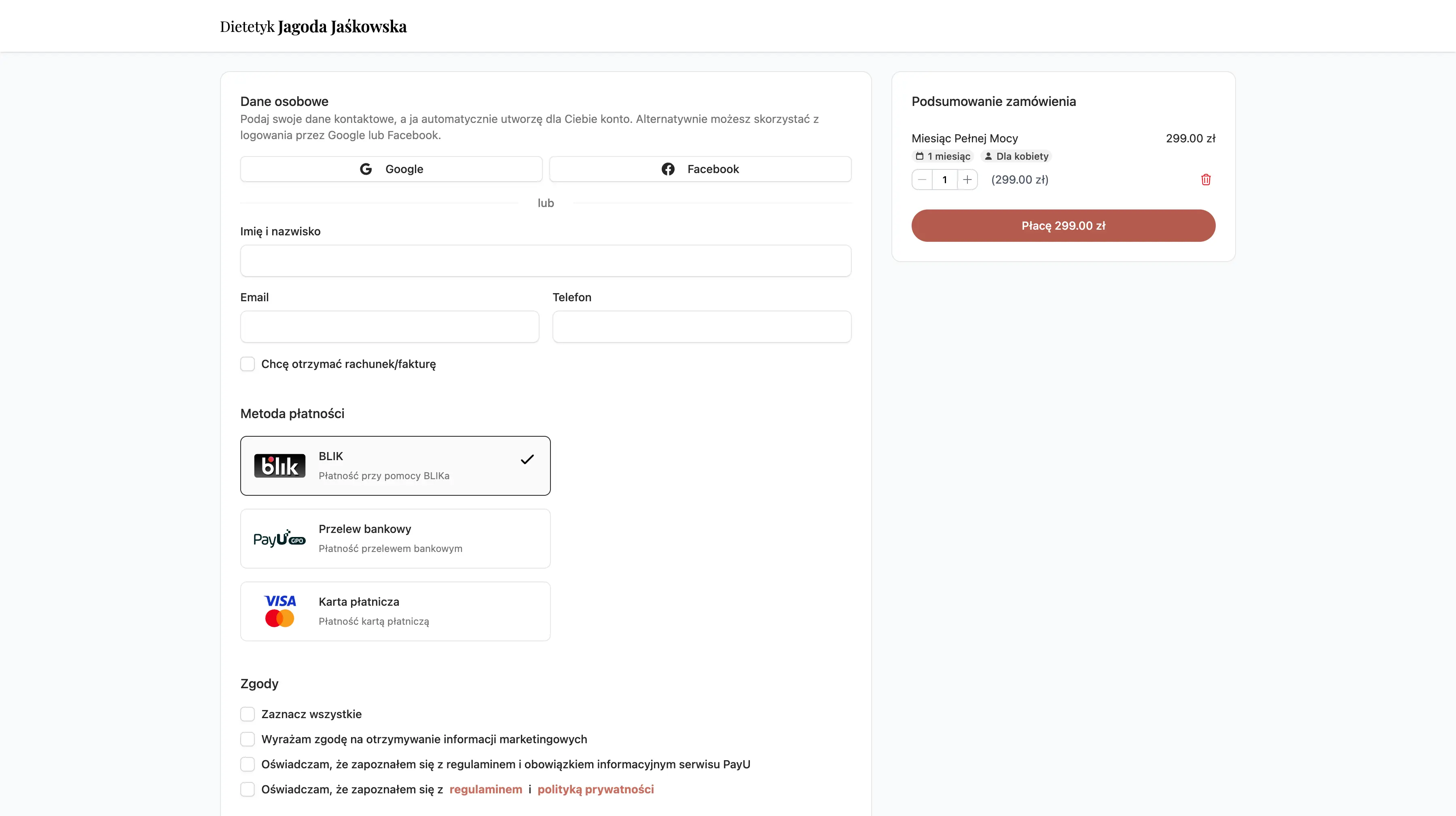 Podsumowanie zamówienia