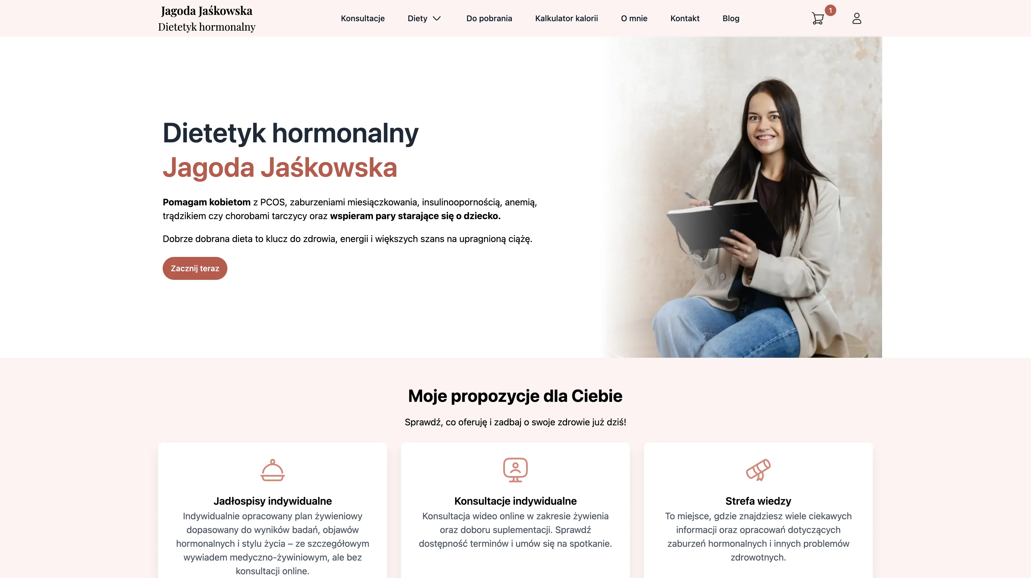 Strona główna aplikacji dietetyka