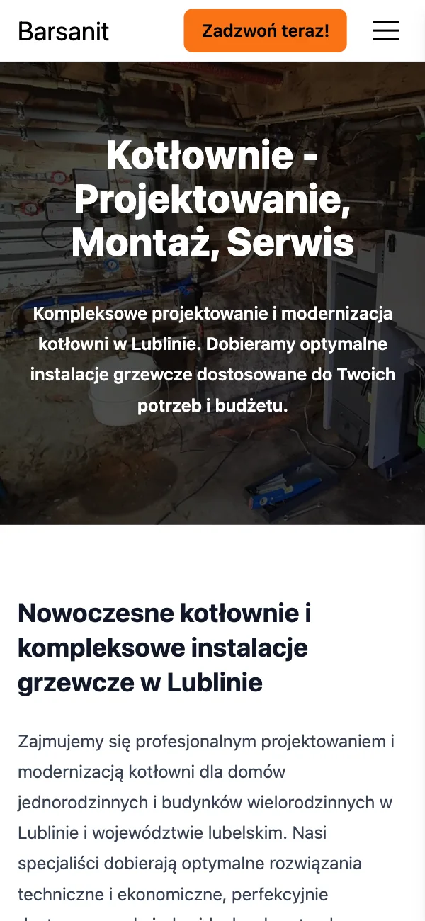 Strona usług – widok mobilny