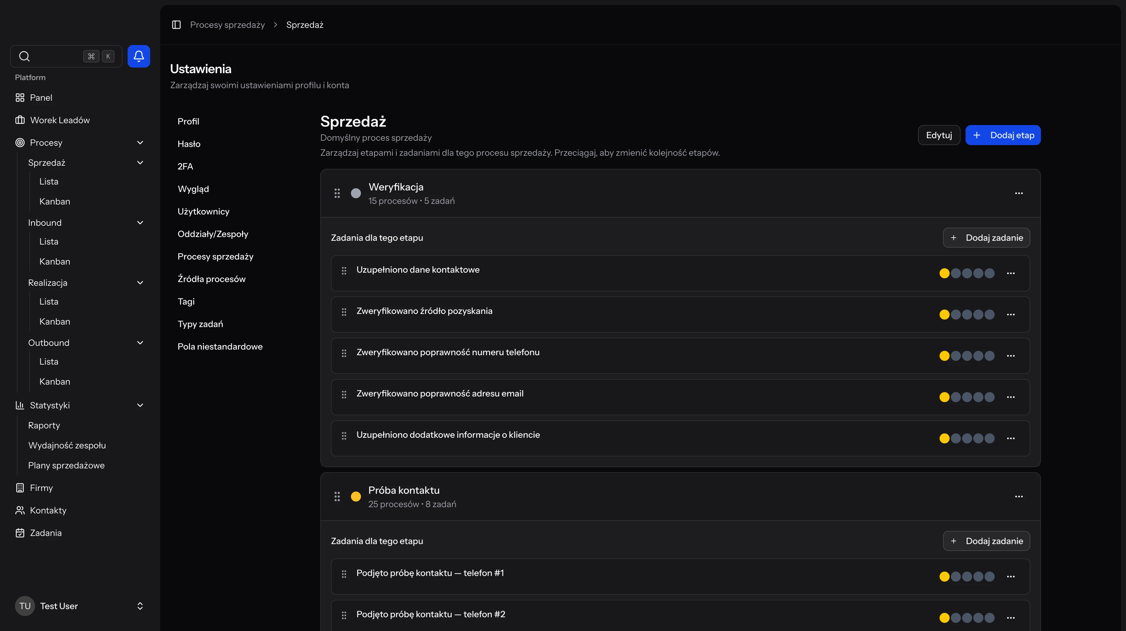 Konfiguracja procesu sprzedaży